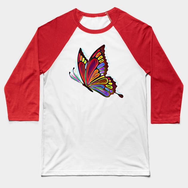 Wild and Colorful Butterfly Art Baseball T-Shirt by AlondraHanley